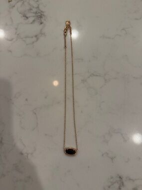 Kendra Scott- Gold Chain Necklace with Black Oval Pendant - Women Jewelry